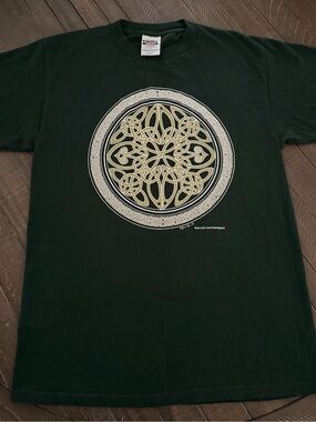 Tultex Forest Green Short Sleeve Tee with Gold & Cream Celtic Medallion
